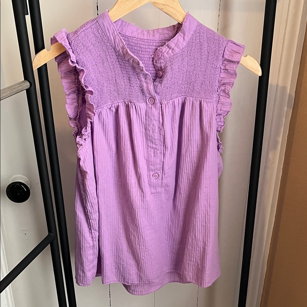 J. Crew Lilac Ruffle Blouse